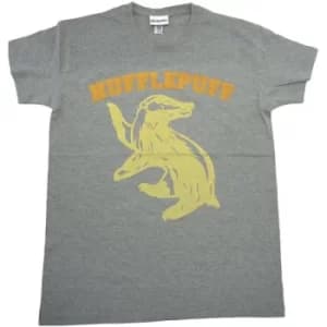 Hufflepuff University Grey Reverse Harry Potter Unisex T-Shirt Ex Ex Large