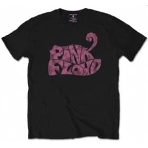 Pink Floyd Swirl Logo Black Mens T Shirt Size: Large