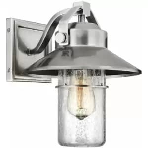 Loops - Outdoor IP44 1 Bulb Wall Light Lantern Painted Brushed Steel LED E27 60W d00636