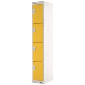 Four Compartment Locker D300mm Yellow Door MC00024
