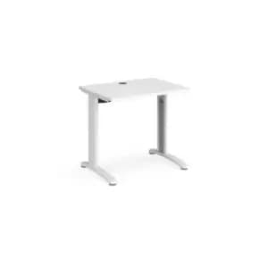 TR10 straight desk 800mm x 600mm - white frame and white top