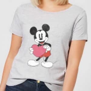 Disney Mickey Mouse Heart Gift Womens T-Shirt - Grey - 3XL