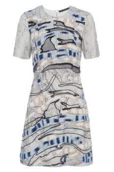 French Connection Derain Stitch Back Cut Out Dress Grey