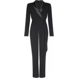 Adrianna Papell Crepe Tuxedo Jumpsuit - Black