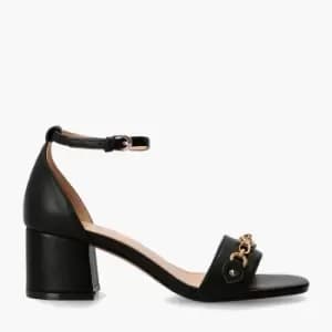 Guess Womens Sara Leather Block Heeled Sandals - Black - UK 4