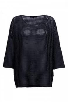 French Connection Vosporos Ladder Jersey Top Utility Blue