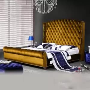 Rosio Bed King Plush Velvet Mustard