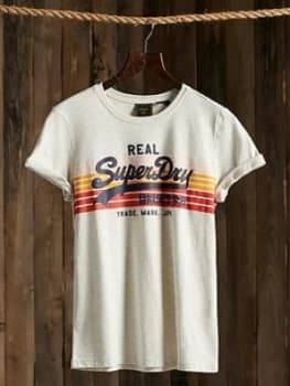 Superdry Vintage Logo Retro Rainbow T-Shirt, Cream, Size 6, Women