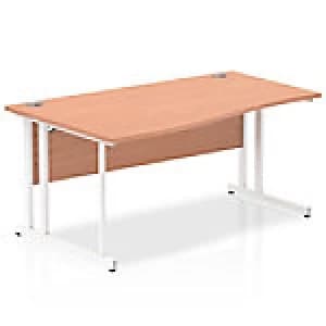 Impulse 1600 Left Hand White Cantilever Leg Wave Desk Beech