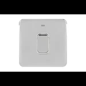 Schneider Electric Lisse Screwless Deco - Single High Current Light Switch with Neon Indicator, Double Pole, 50A, GGBL4011WPC, Polished Chrome with Wh