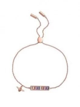 Olivia Burton Rainbow Bee Baguette Bar Rose Gold Tone Bracelet