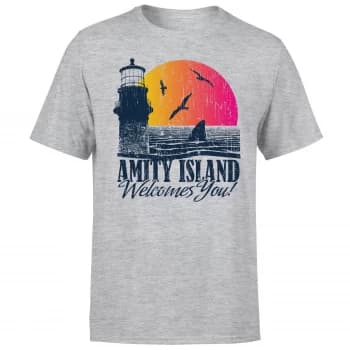 Jaws Welcome To Amity Island T-Shirt - Grey - XS - Grey
