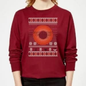 Looney Tunes Knit Womens Christmas Sweatshirt - Burgundy - L