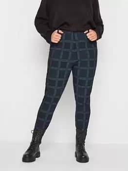 Yours Check Bengaline Trouser - Blue Size 18, Women