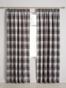 Shetland Check Faux Wool Pleated Curtains