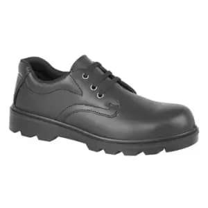 Grafters Mens Plain 3 Eye Shine Leather Safety Shoes (10 UK) (Black)