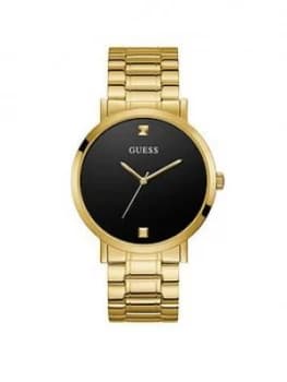 Guess Guess Supernova Black Diamond Set Dial Gold Bracelet Mens Watch