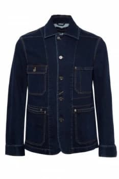 Mens French Connection Denim Workwear 4 Pocket Jacket Vintage Blue