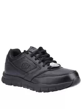 Skechers Lace Up Athletic Slip Resistant Workwear Trainers, Black, Size 4, Women