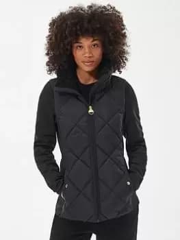 Barbour International Strada Quilted Sweat Jacket - Black, Size 12, Women