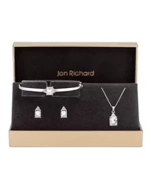 Jon Richard Crystal Square Drop Trio Set