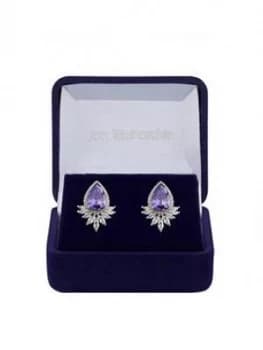 Jon Richard Rhodium Plated Tanzanite Peardrop Earrings