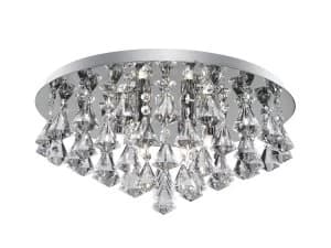 6 Light Ceiling Semi Flush Light Chrome with Crystals, G9