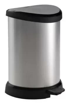 Curver Deco Contemporary Metallic Effect Plastic Circular Kitchen Bin, 20L