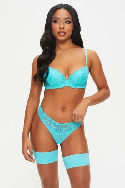 Ann Summers Sexy Lace Planet Padded Plunge Bra Blue