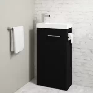 430mm Black Cloakroom Freestanding Vanity Unit with Basin and Chrome Handle - Virgo
