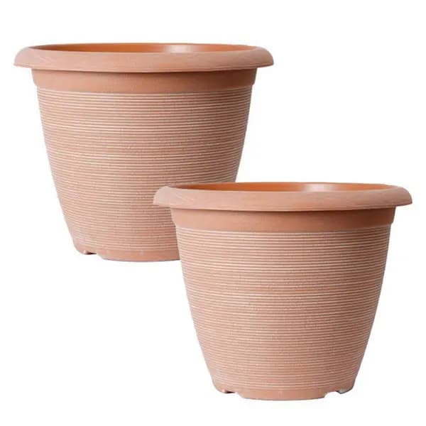 YouGarden Pair of Helix Planters (10) - Powdered Clay 18x25x25cm Multi 40549799000