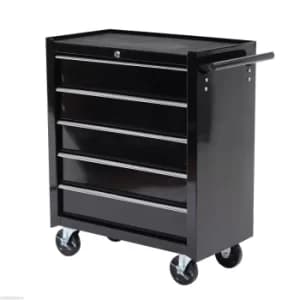 Homcom 5 Drawer Tool Storage Cabinet with Wheels, black