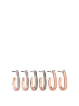 Mood Rose Gold Plated Crystal Hoop Earrings - Pack Of 3