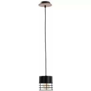 Keter Lighting - Keter Casa Slim Pendant Ceiling Light Black, Wood, 12cm, 1x E27