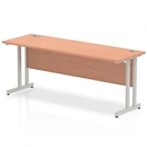 Impulse 1800/600 Rectangle Silver Cantilever Leg Desk Beech