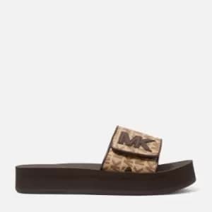 Michael Kors Womens Mk Platform Slide Sandals - Beige/Ebony - UK 4