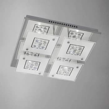 Cosmic square ceiling light 4 bulbs polished chrome / glass / crystal