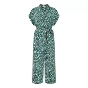 Yumi Green Dash Print Culotte Jumpsuit - Green