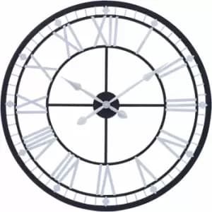 Wall Clock Wooden Clocks For Living Room Silver Roman Numbers Kitchen Clocks Wall Contemporary Clocks For Bedrooms 80 x 4 x 80 - Premier Housewares