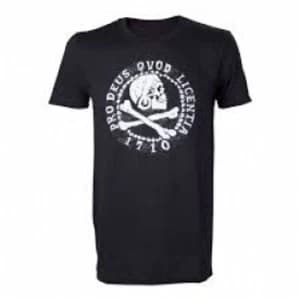 Uncharted 4 Skull 'n' Crossbones Pro Deus Qvod Licentia 1710 Small T-Shirt - Black