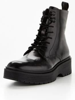 Levis Bria Lace Up Leather Biker Boot - Black