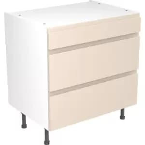 Kitchen Kit Flatpack J-Pull Kitchen Cabinet Base 3 Drawer Unit Super Gloss 800mm in Cashmere MFC
