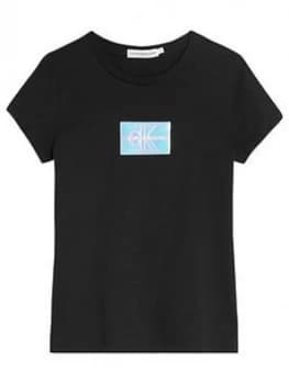 Calvin Klein Jeans Girls Monogram Badge Slim T-Shirt - Black