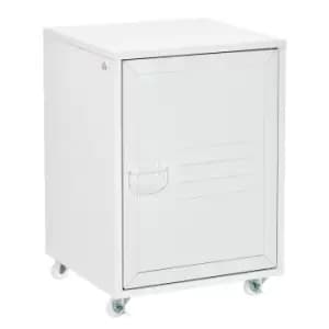 Homcom Rolling Storage Cabinet Mobile File Cabinet With Adjustable Shelf White