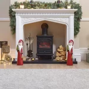 The Winter Workshop - 51Cm Round Red Santa Holding LED Green Tree