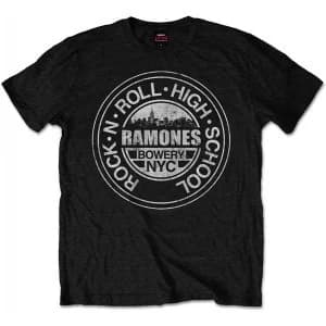 Ramones Rock 'n Roll High School, Bowery, NYC Mens Large T-Shirt - Black
