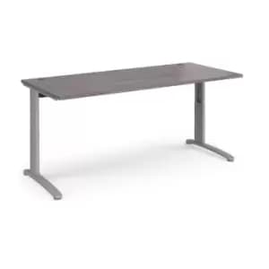 Dams TR10 height settable straight desk 1800mm x 800mm - silver frame, grey oak