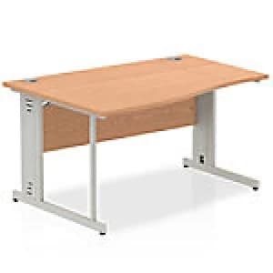 Impulse Cable Managed 1400 Left Hand Wave Desk Oak