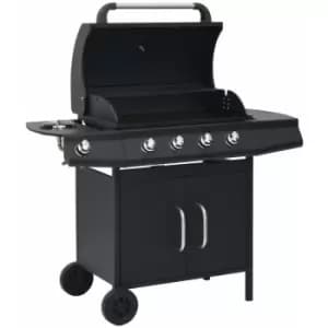 Gas Barbecue Grill 4+1 Cooking Zone Black Steel vidaXL - Black