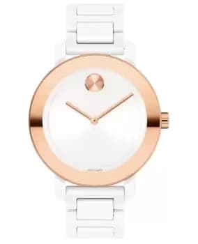 Movado Bold Evolution White Dial Ceramic Womens Watch 3600753 3600753
